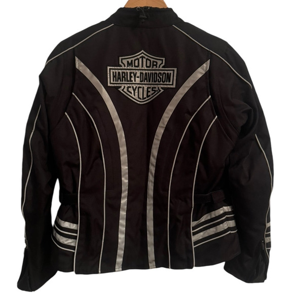 Harley Davidson Women M Jacket Black Gray Reflective Double Layer Cold Ride Coat - Picture 2 of 7